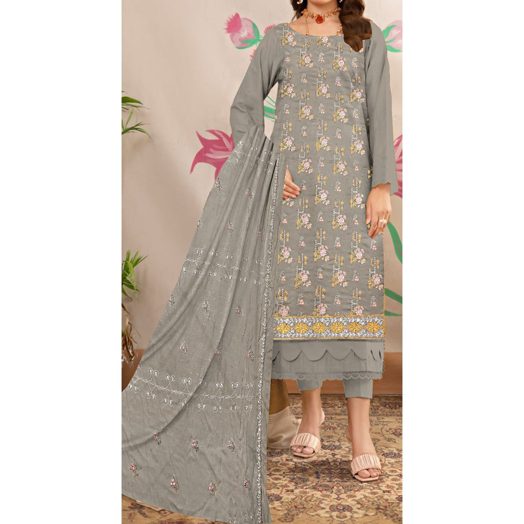 3PC- Unstitched Embroidered Lawn Suit US5245