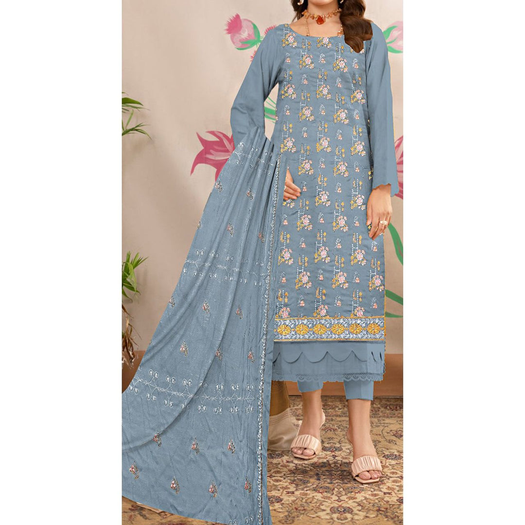 3PC- Unstitched Embroidered Lawn Suit US5248