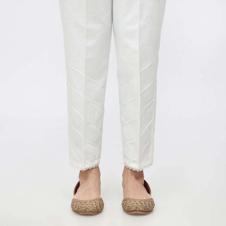 White Laced Cambric Slim Fit Trouser PS3567