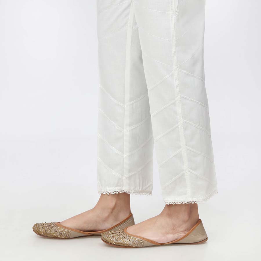 White Laced Cambric Slim Fit Trouser PS3567