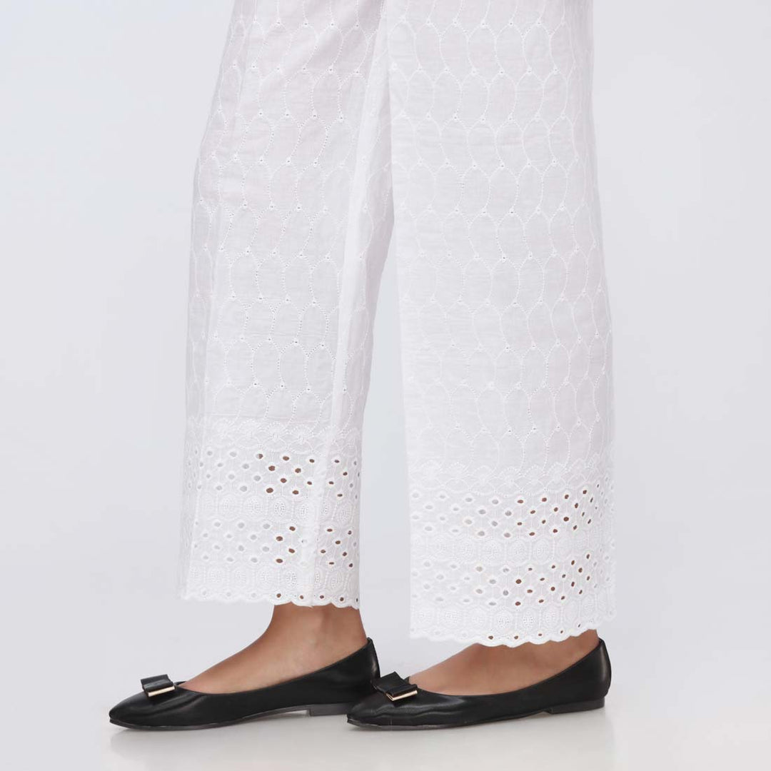 White Schiffli Embroidered chicken Kari Trouser PS4500