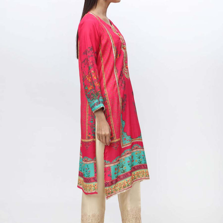 1PC- Embroidered & Digital Printed RawSilk Shirt PW3063