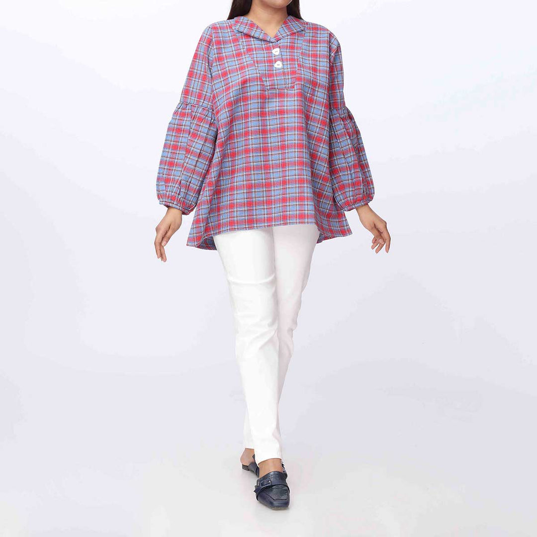 1PC- Flannel Checkered Top PW3078