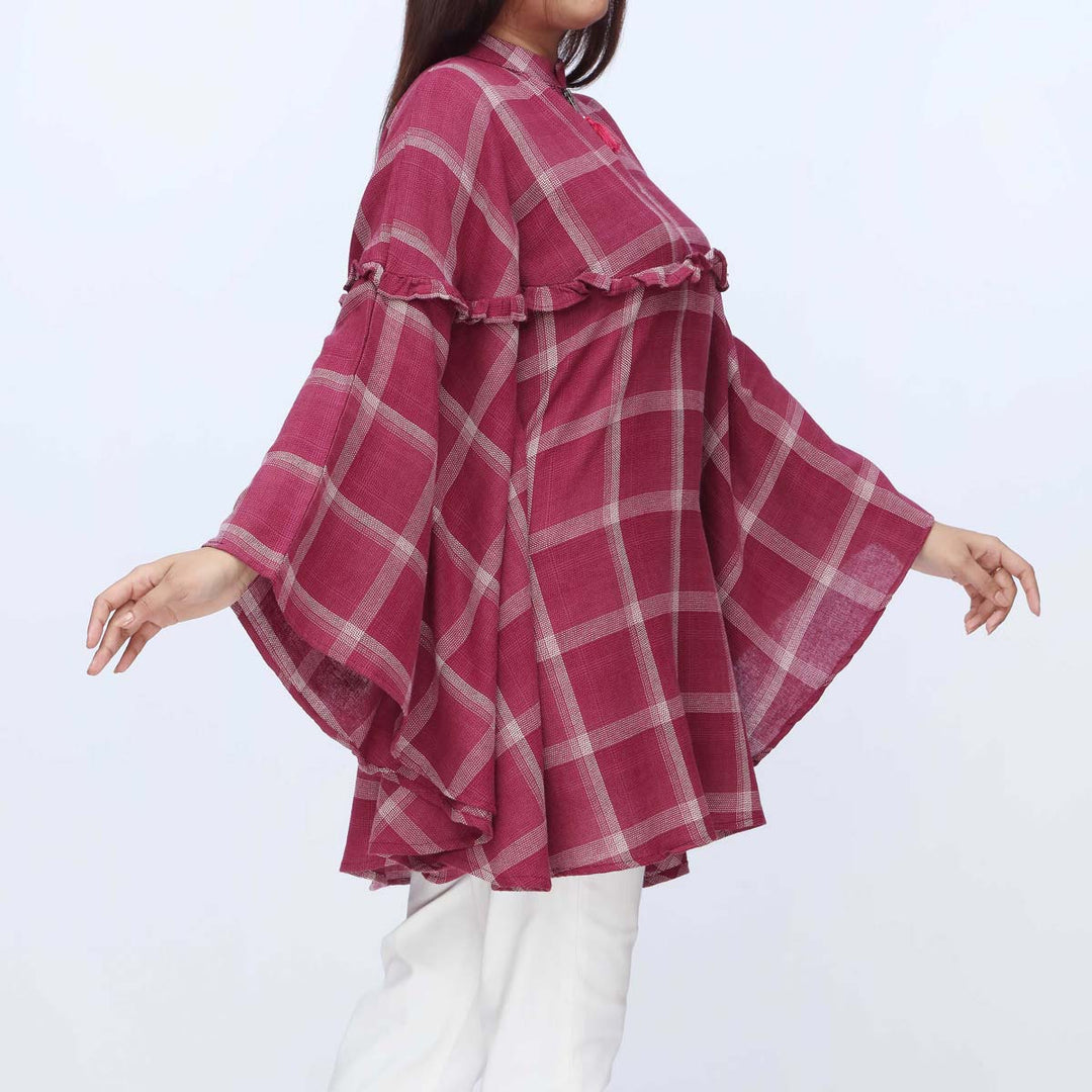 1PC-Flannel Checkered Top PW3084