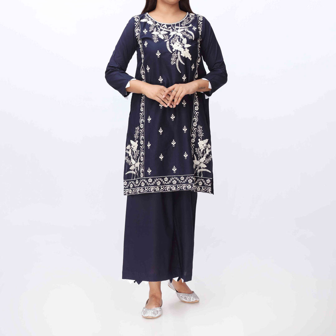 2PC- Embroidered Coton Shirt & Trouser PW3259