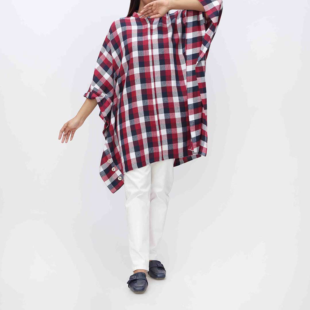 1PC- Flannel Checkered Top PW3275