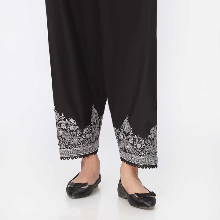 Black Embroidered Cambric Shalwar PW3586