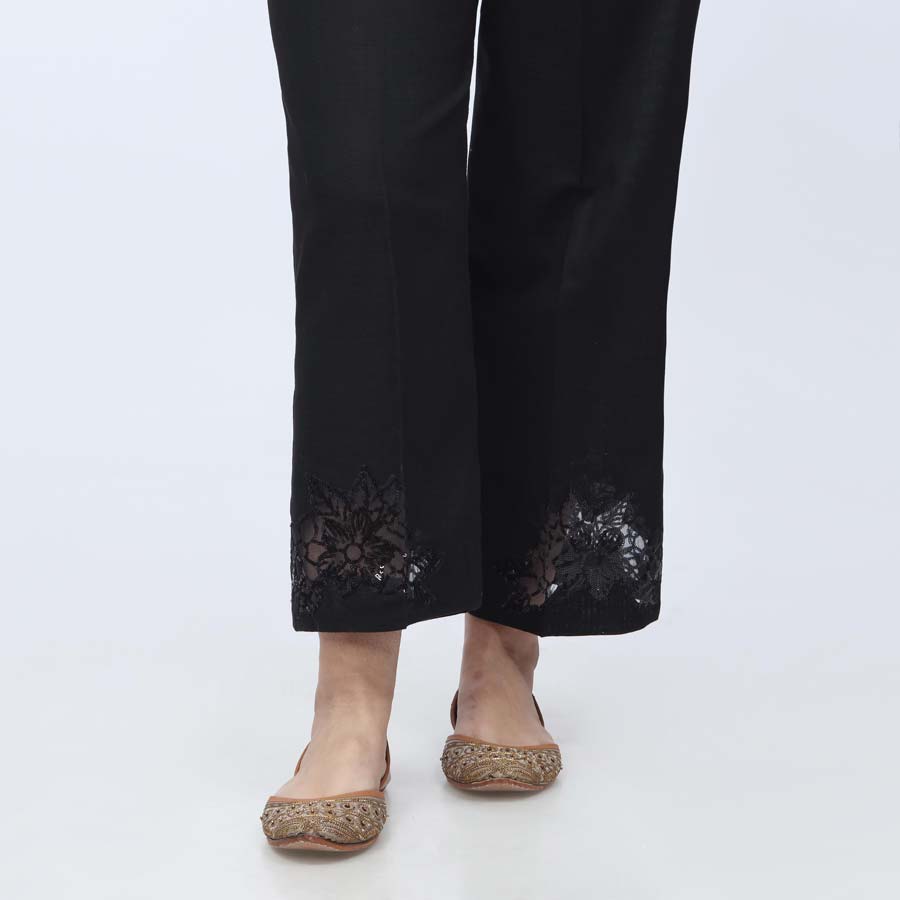 Black Embroidered Khaddar Trouser PW3598