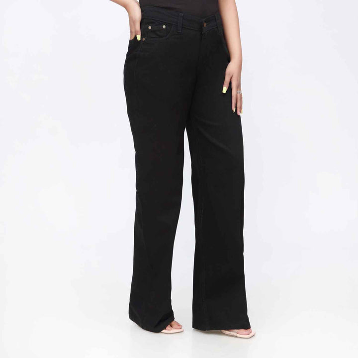 Black Flapper Fit Denim Pant PW3616