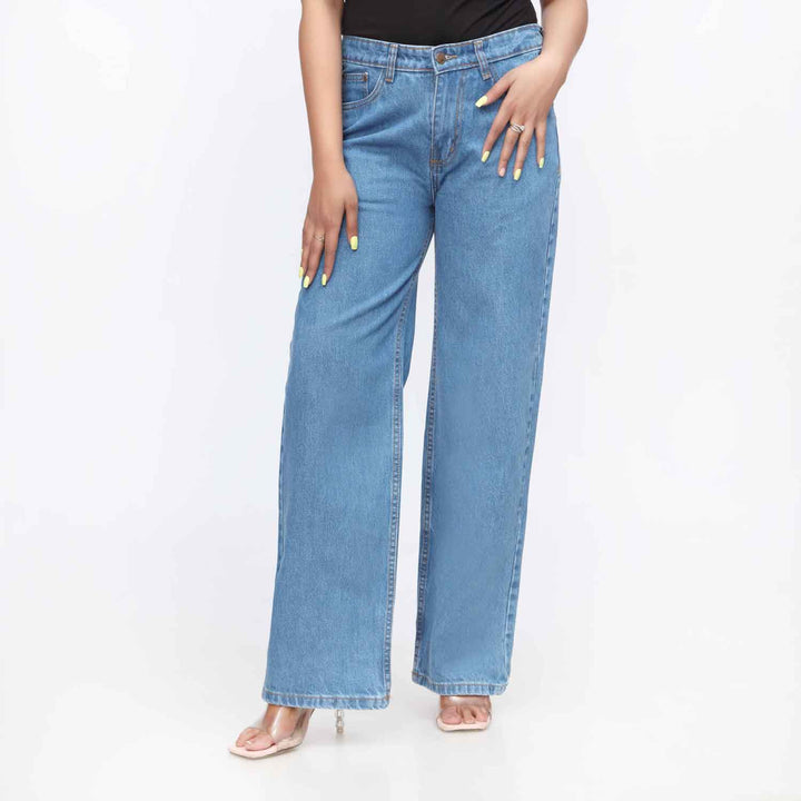 Sky Blue Flapper Fit Denim Pant PW3616