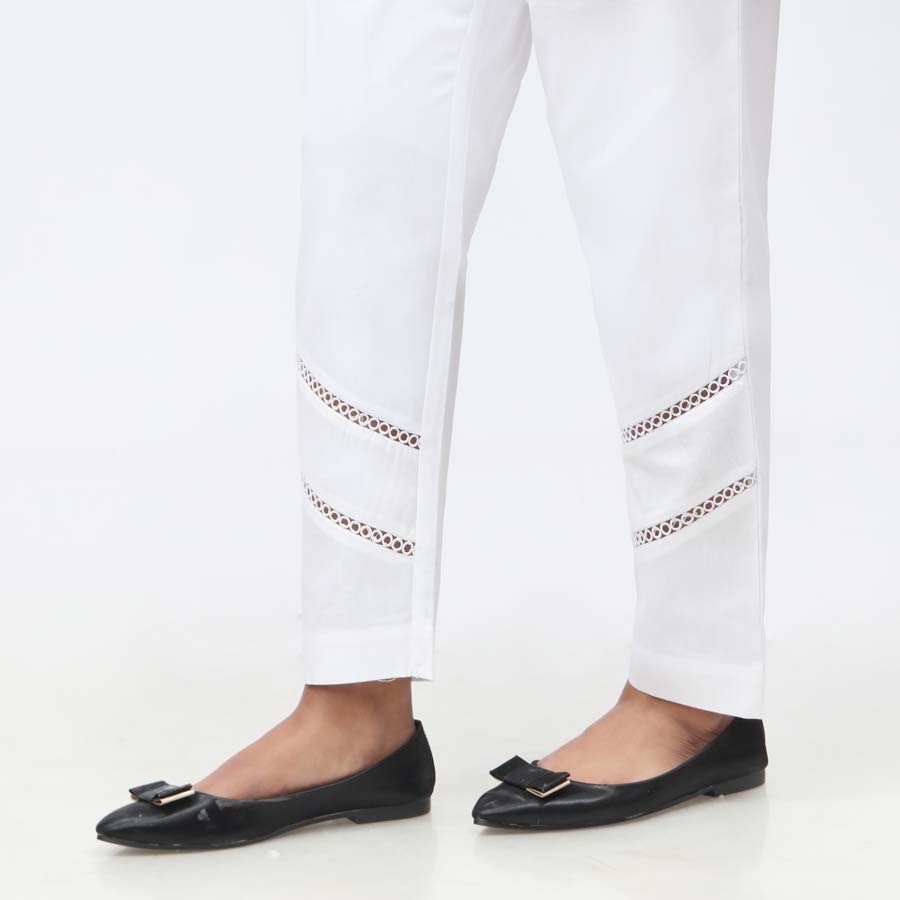 White Laced Cambric Slim Fit Trouser PW3654