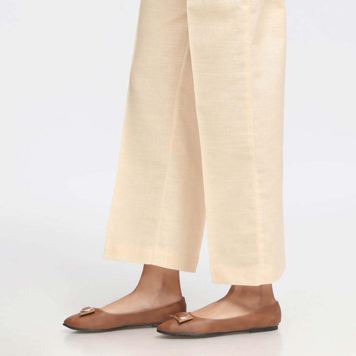 Beige Plain Khaddar Straight Fit Trouser PW3696