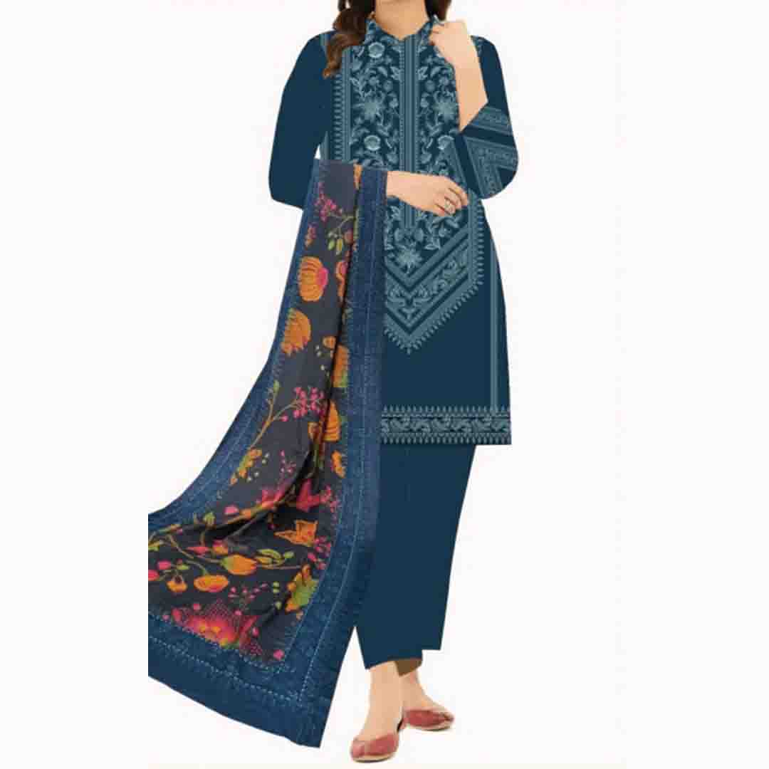 2PC- UnStitched Digital Printed Khaddar Shirt & Acrylic Shawl PW8329